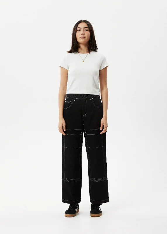 AFENDS Womens Moss - Carpenter Pants - Washed BlackLounge Pants