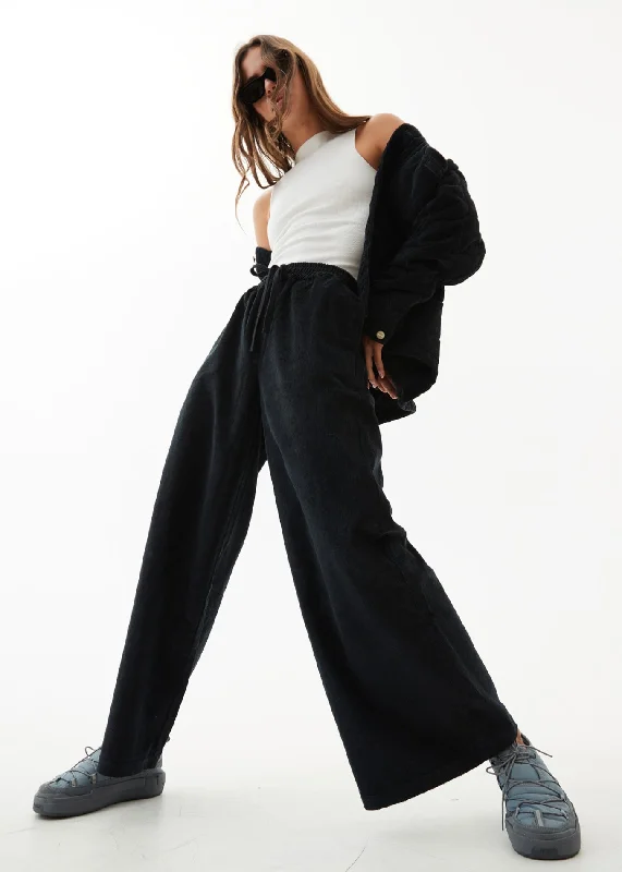 AFENDS Womens Night Away - Corduroy Baggy Wide Leg Pants - BlackSkinny Jeans