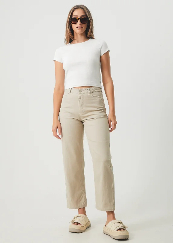 AFENDS Womens Shelby - Twill Wide Leg Pants - CementWide-leg