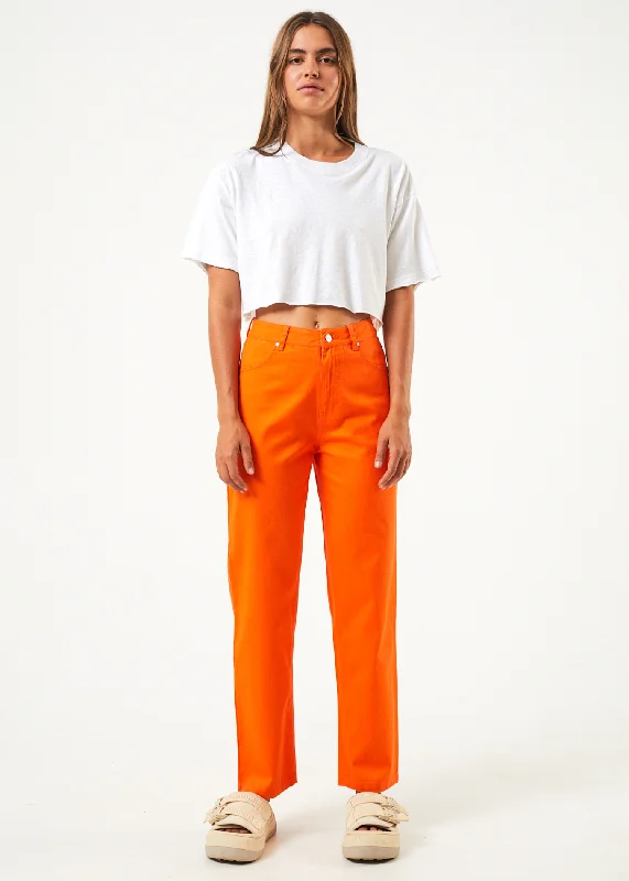 AFENDS Womens Shelby - Wide Leg Pants - OrangeTrousers