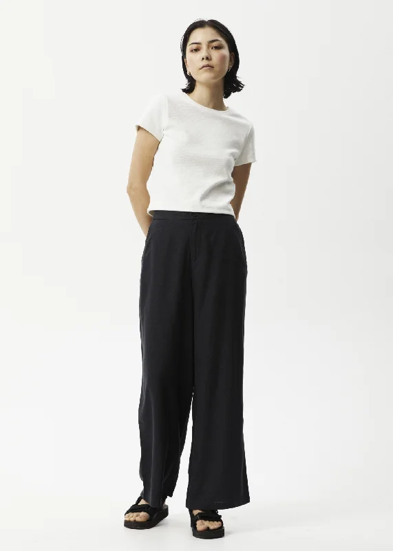 AFENDS Womens Sienna - Wide Leg Pants - BlackGauchos