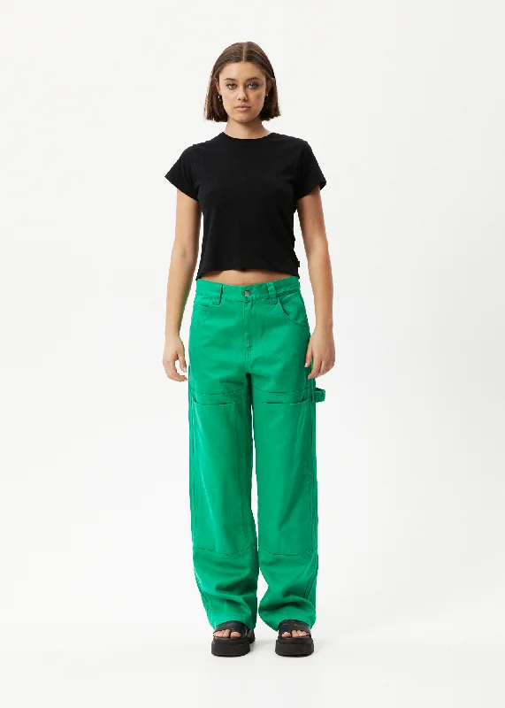 AFENDS Womens Sleepy Hollow Moss - Twill Carpenter Pants - ForestChinos