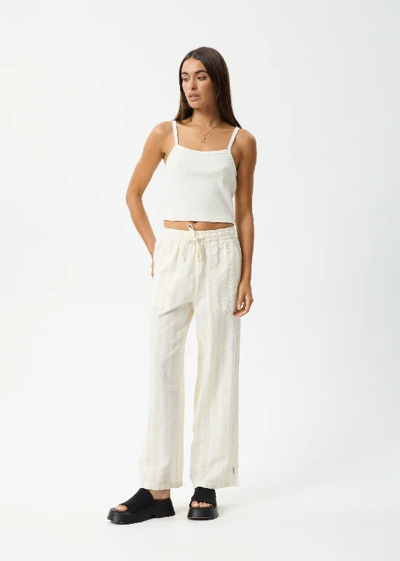 AFENDS Womens Splice - Wide Leg Pants - White / LemongrassLinen Pants