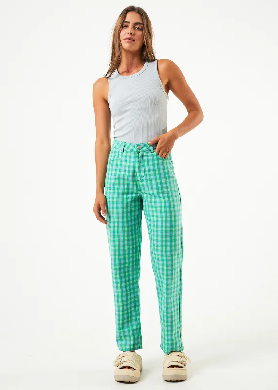 AFENDS Womens Tully Shelby - Check Wide Leg Pants - Forest CheckPalazzos