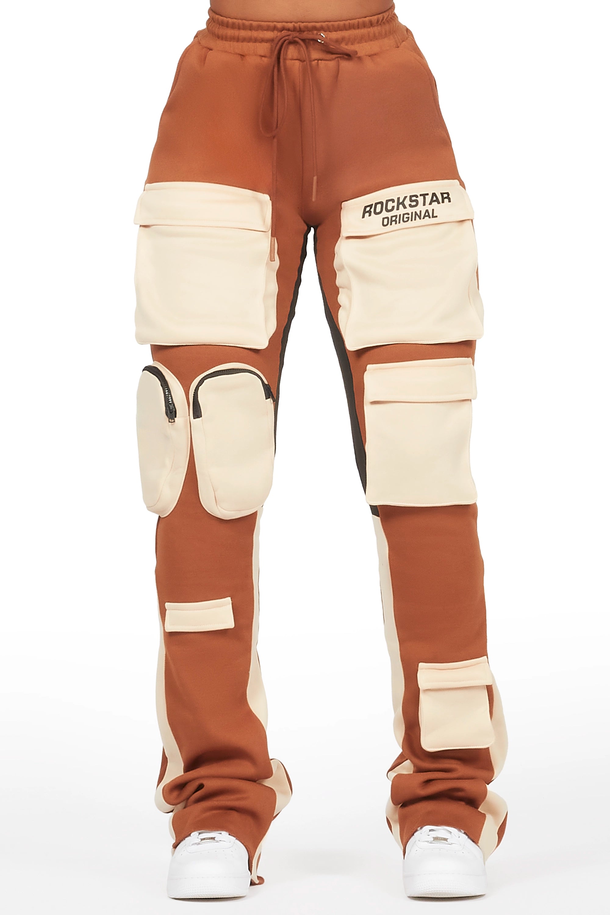 Norika Brown Stacked Track PantStraight-leg