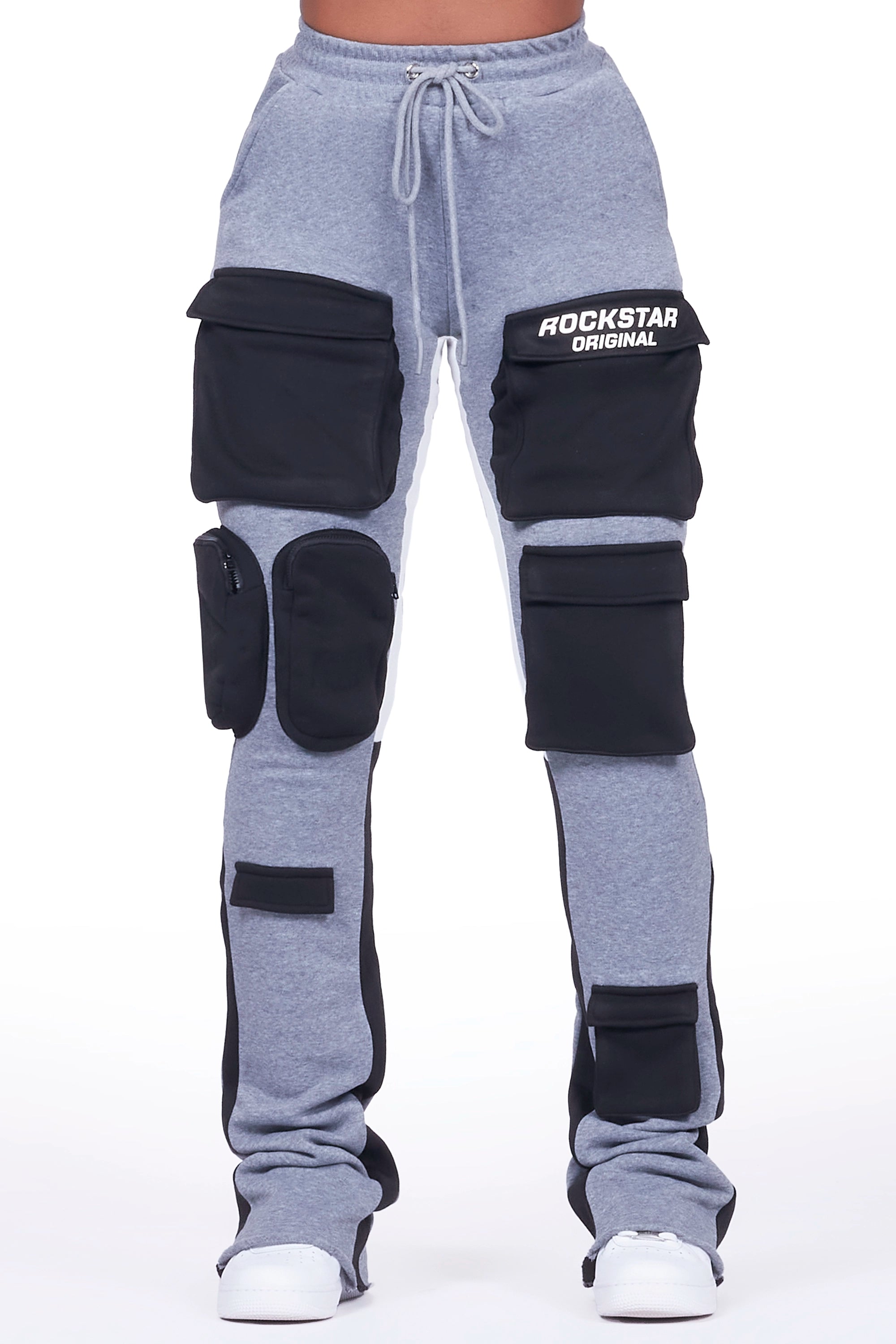 Norika Heather Grey Stacked Track PantBootcut