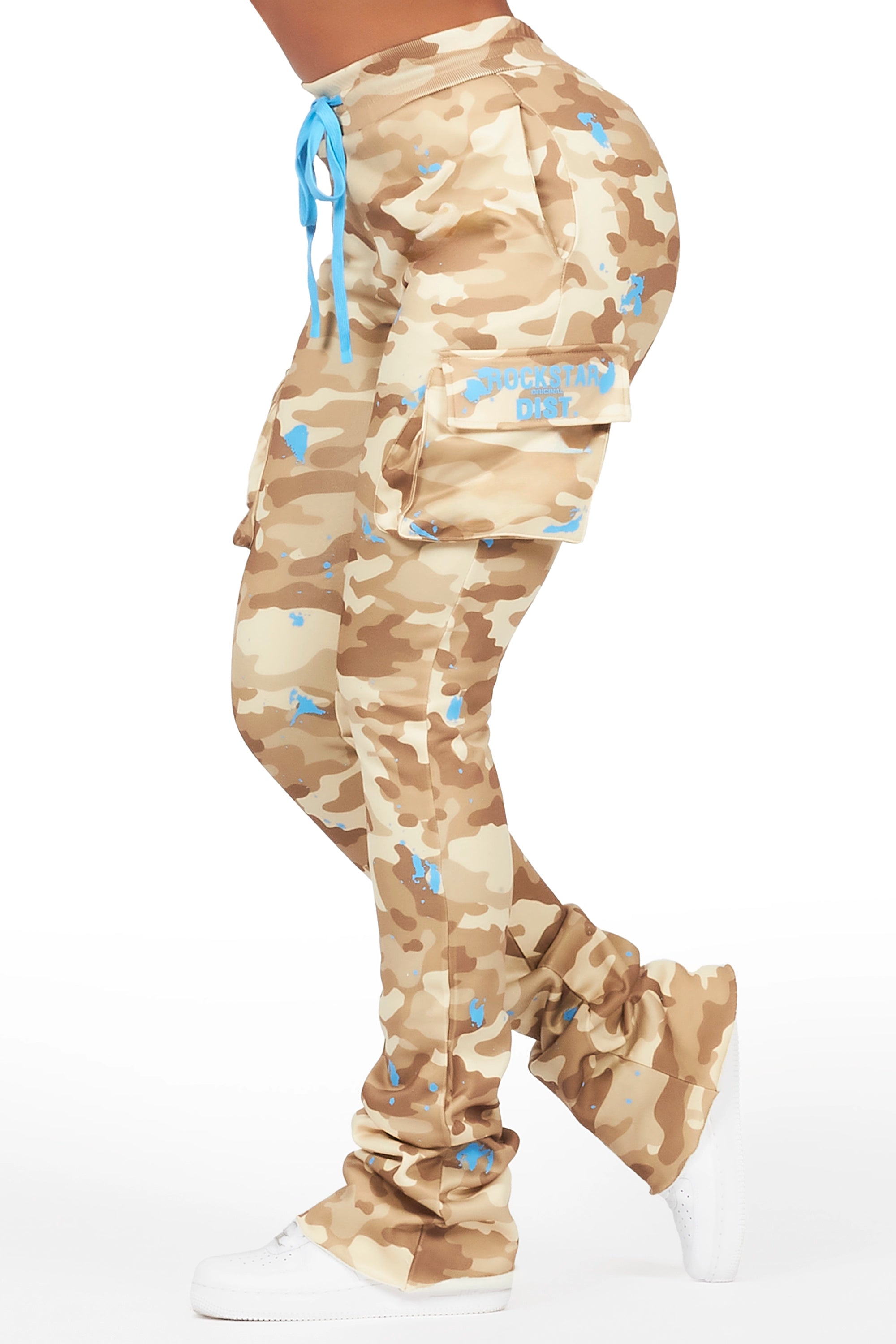 Lavenda Desert Camo Cargo Stacked Track PantWide-leg