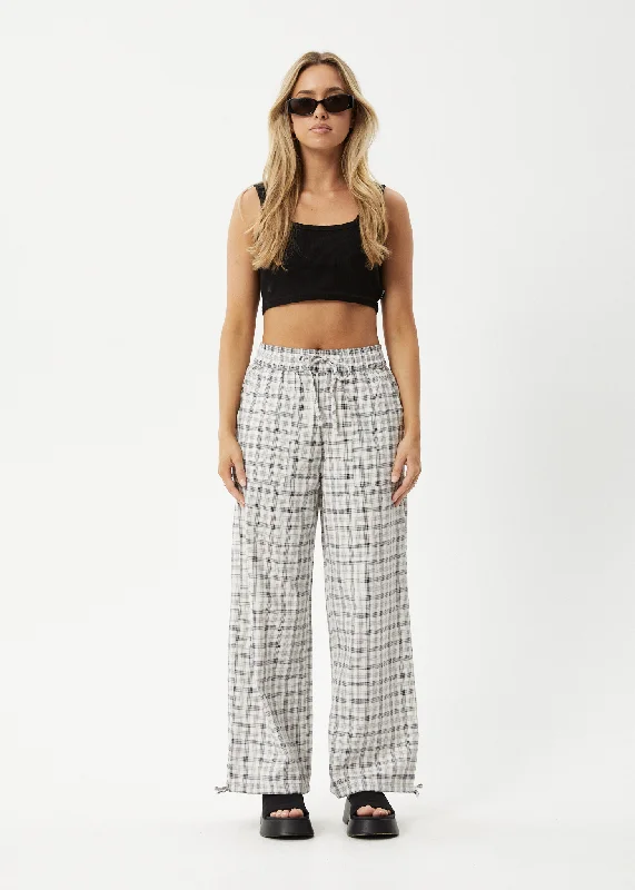 AFENDS Womens Leo - Wide Leg Pants - Black / WhitePegged Pants