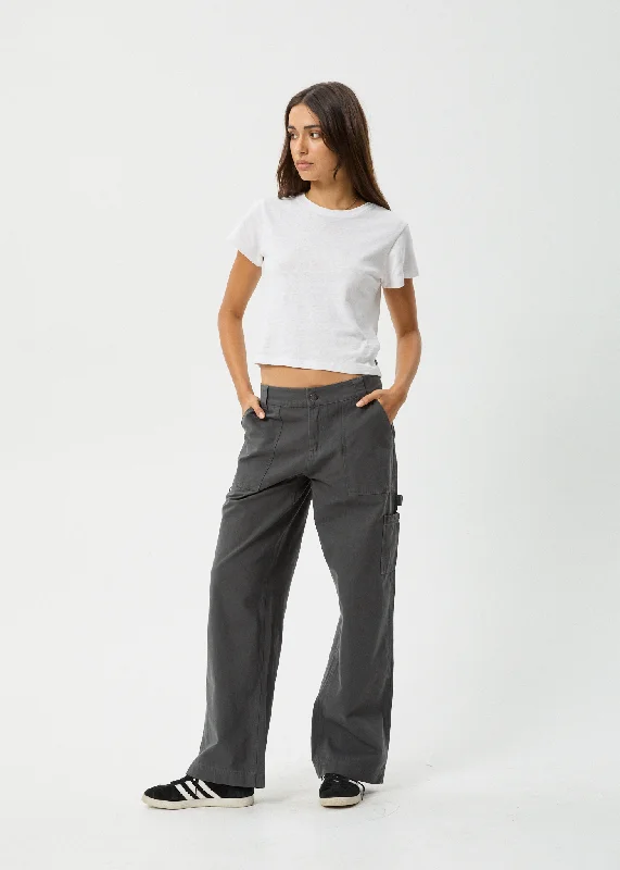 AFENDS Womens Lexi - Low Rise Carpenter Pants - GunmetalYoga Pants