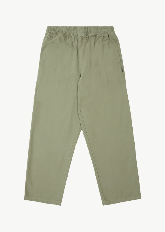 AFENDS Mens Ninety Eights - Baggy Elastic Waist Pants - OliveCorduroy Pants