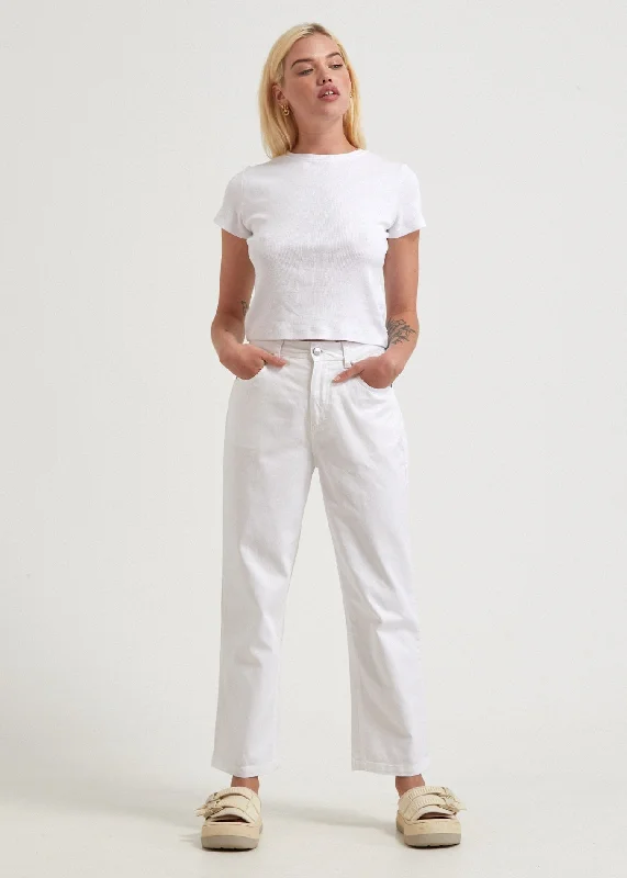 AFENDS Womens Shelby - Twill Wide Leg Pants - WhiteStretch Pants