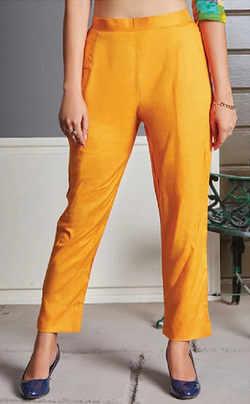 Mustard Rayon PantsFlat-front