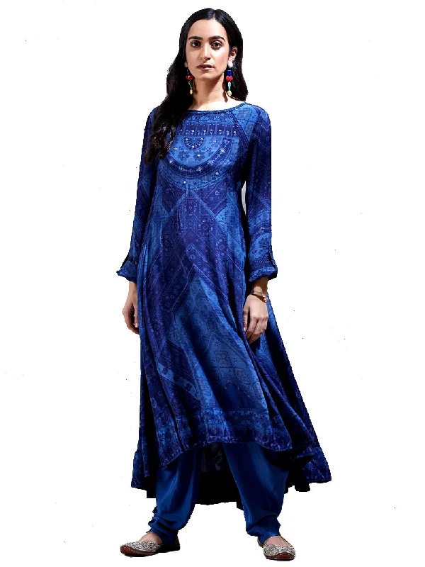 Ritu Kumar Blue Bandhej Print Kurta with Dhoti PantsRunning Pants