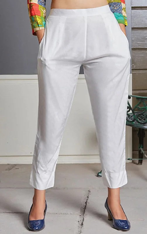 White Rayon PantsPleated Pants