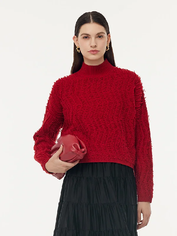 100% Wool Chili Red Women SweaterKnit Top