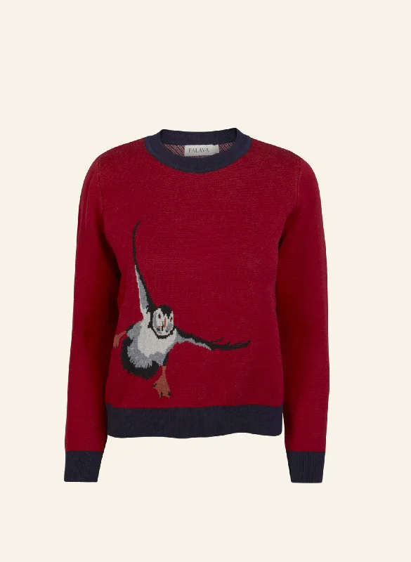 Esther Long - Red Puffin JumperKnit Collared