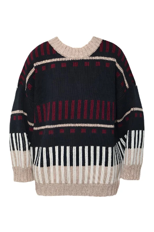 ETHNO SWEATER IN BLACKKnit Collared