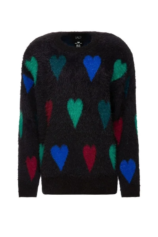 VALENTINES MULTICOLOR HEART SWEATERKnitted Loose